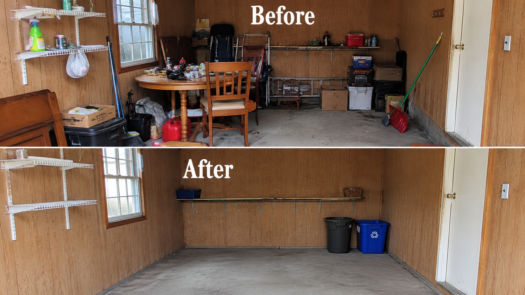 Garage cleanout — before and after