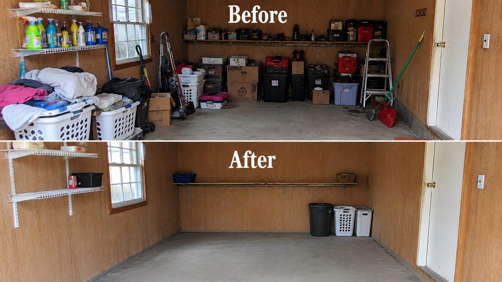 Garage & storage cleanout — before and after
